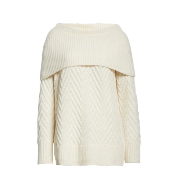 Chevron Pattern Cashmere Cowl Neck Sweater NORDSTROM SIGNATURE - Picture 3 of 10